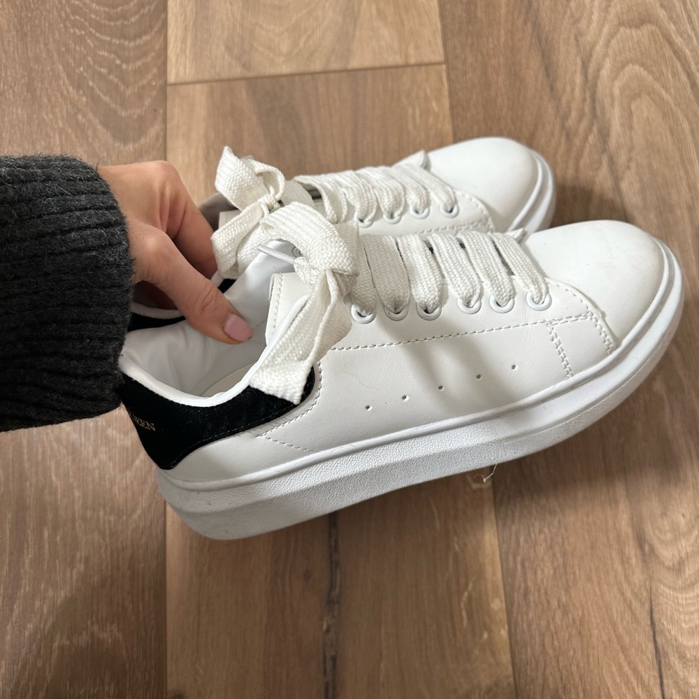 White Sneakers with Black Accents